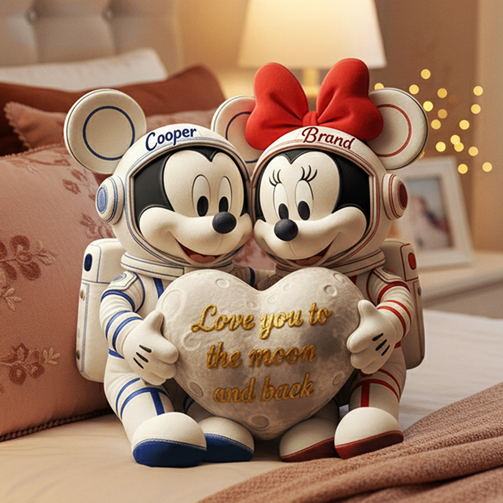 Love You to the Moon and Back: Astronaut Couple Custom Shape Pillow - Personalized Gift for Couples Pillow PopCulturePrints