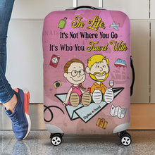 Load image into Gallery viewer, Personalized Couple Luggage Cover - Travel With Love Luggage Covers PopCulturePrints
