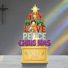 Load image into Gallery viewer, Joy, Hope, Love, Peace - Personalized Christmas Acrylic Plaque for Christians Shaped Plaques PopCulturePrints
