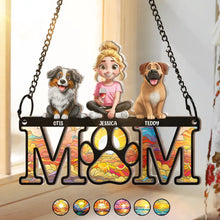 Load image into Gallery viewer, &quot;Celebrate the Bond with Your Furry Friends - Personalized 3D Dog Mom Dad Window Hanging Suncatcher Ornament&quot; Suncatcher Ornament PopCulturePrints
