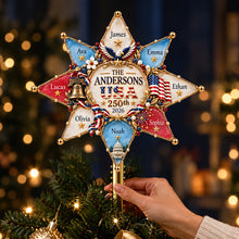 Load image into Gallery viewer, “Celebrate Togetherness!” - Patriot Family Tree Topper - Personalized Christmas Gifts for Family Ornament PopCulturePrints
