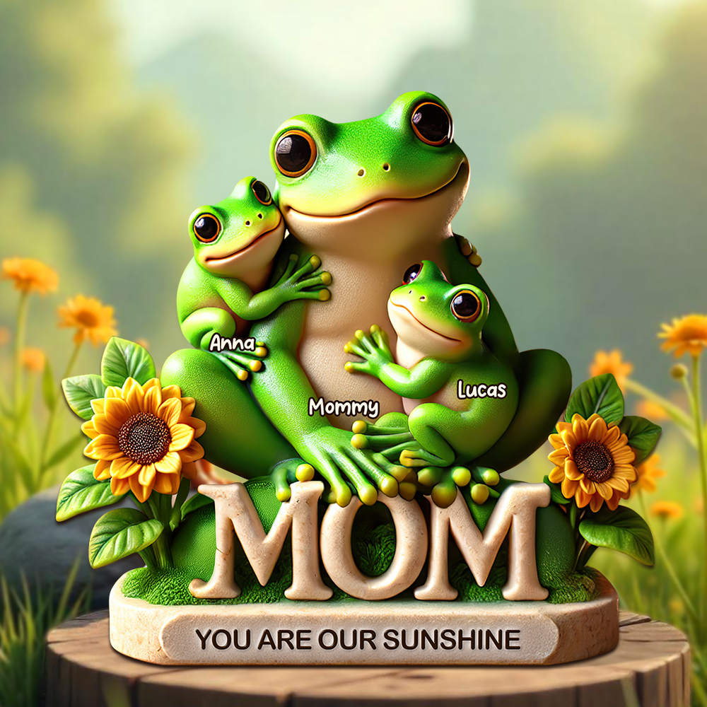You Are Our Sunshine - Frog Mom Plaque - Personalized Gift For Mom Shaped Plaques PopCulturePrints