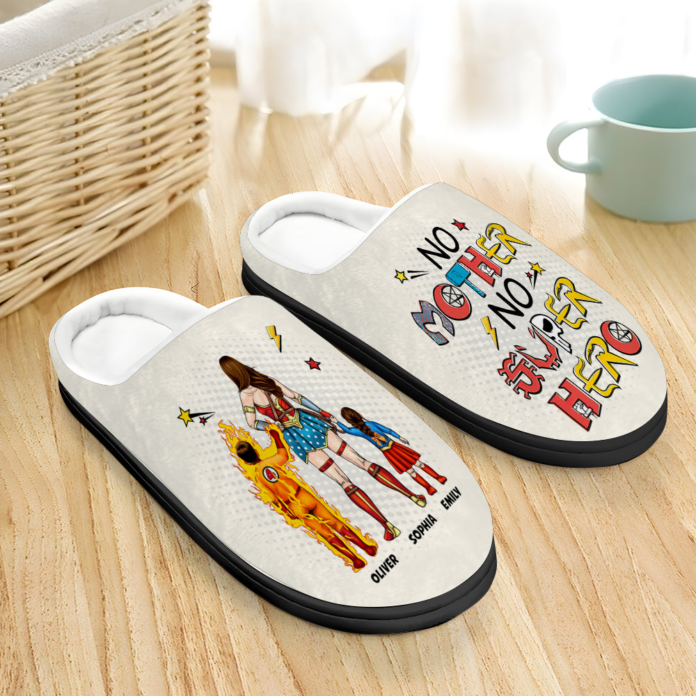 Custom Super Mom Hero Slippers - Personalized Names Shoes PopCulturePrints