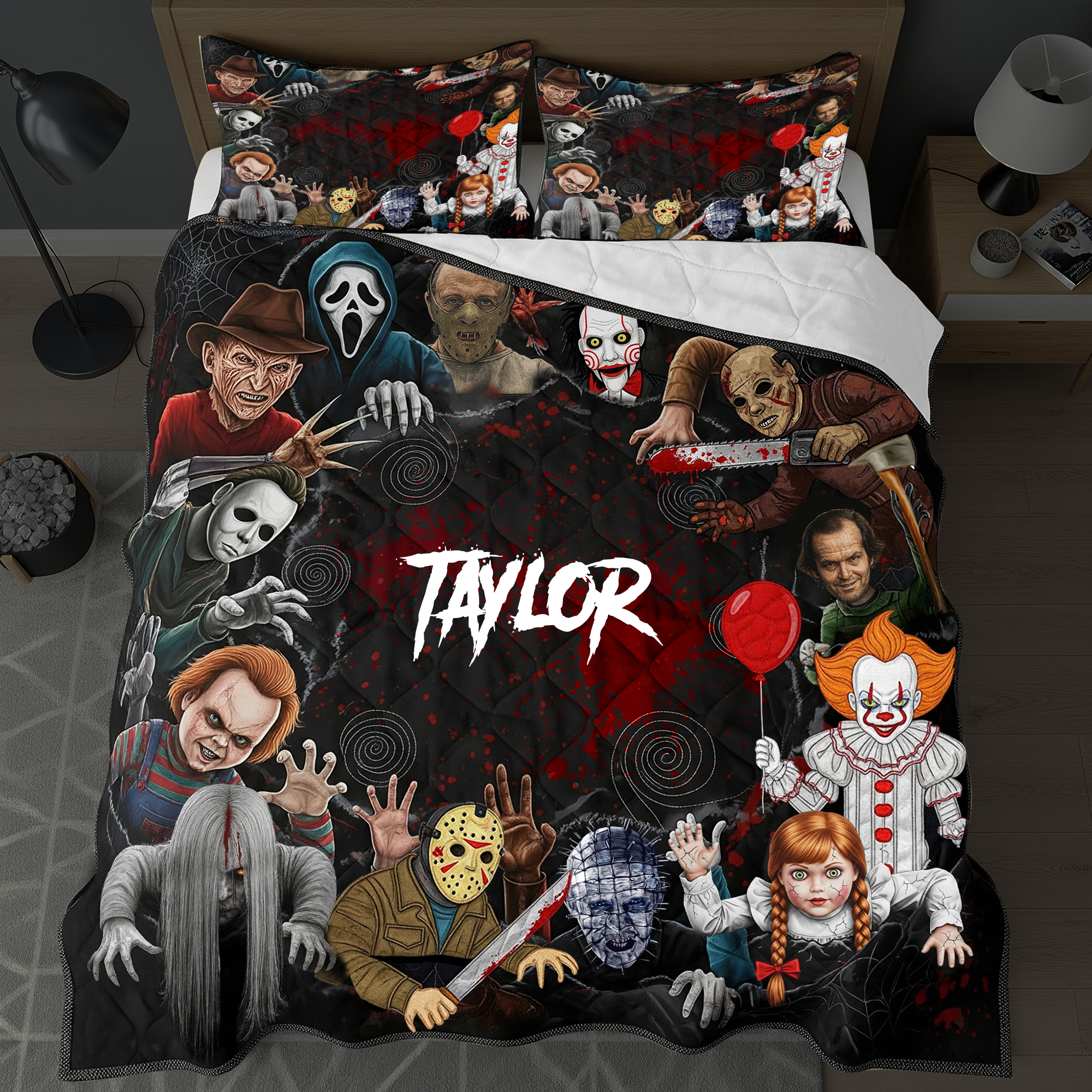 “Embrace the Thrills of Horror!” - The Dead Rising Quilt Bed Set - Personalized Gift for Horror Fans Bedding Set PopCulturePrints