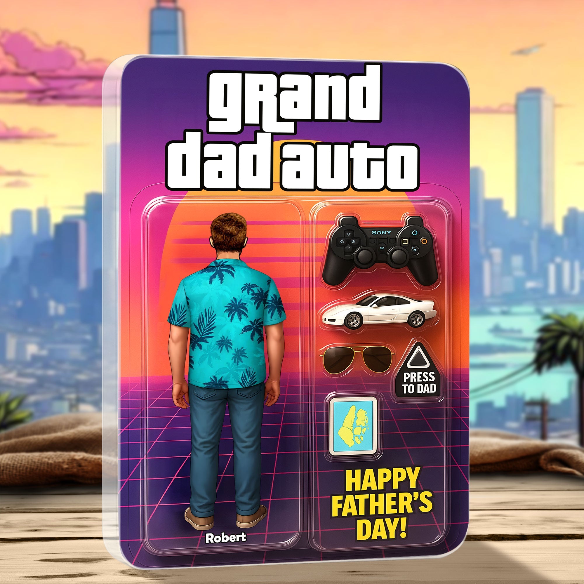 “Level Up Your Dad Game!” - Game Dad Plaque - Personalized Gift for Dad, Grandpa, and Gaming Enthusiasts Shaped Plaques PopCulturePrints