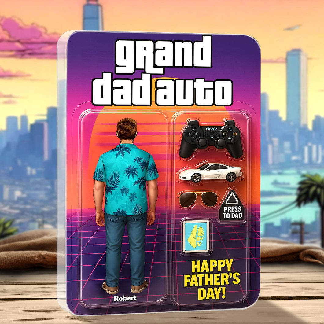 “Level Up Your Dad Game!” - Game Dad Plaque - Personalized Gift for Dad, Grandpa, and Gaming Enthusiasts Shaped Plaques PopCulturePrints