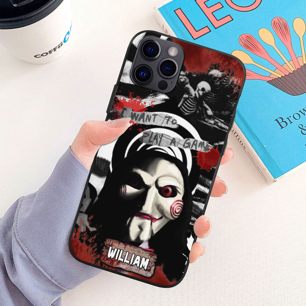 Personalized Halloween Horror Movie Character Phone Case - Customizable Name