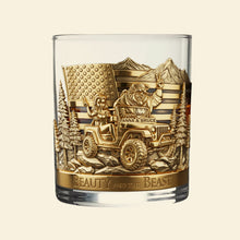 Load image into Gallery viewer, &quot;Adventure Awaits!&quot; Unique Off-Road Design - Personalized Drinking Glass for Off-Road Lovers Whiskey Glass PopCulturePrints

