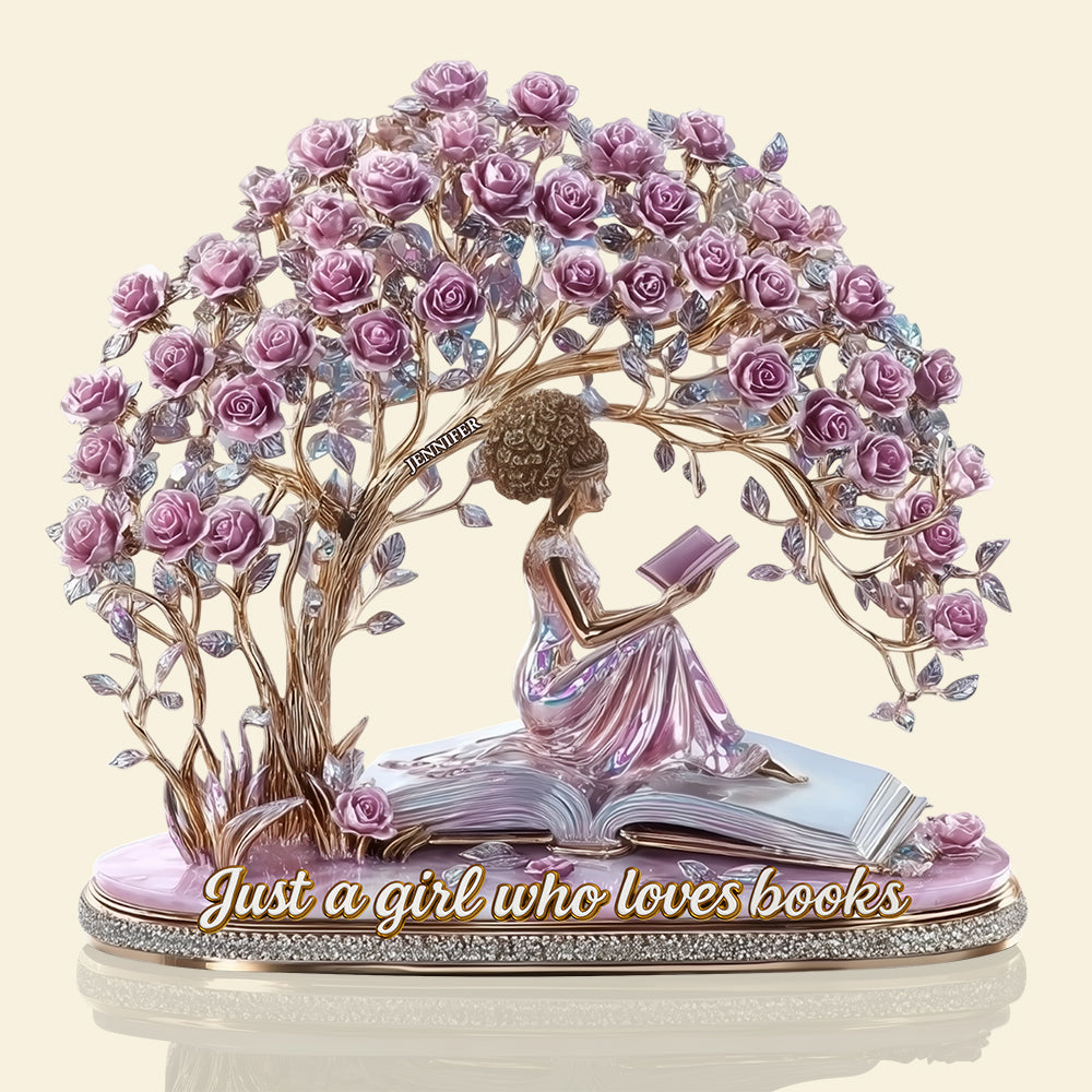 Just a Girl Who Loves Books - Personalized Acrylic Plaque for Book Lovers Shaped Plaques PopCulturePrints