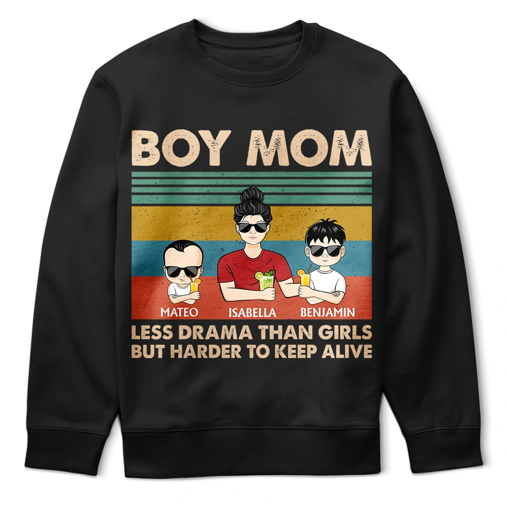 Boy Mom - Less Drama Than Girls | Personalized T-Shirt for Moms & Grandmas T-shirt PopCulturePrints