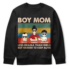 Load image into Gallery viewer, Boy Mom - Less Drama Than Girls | Personalized T-Shirt for Moms &amp; Grandmas T-shirt PopCulturePrints
