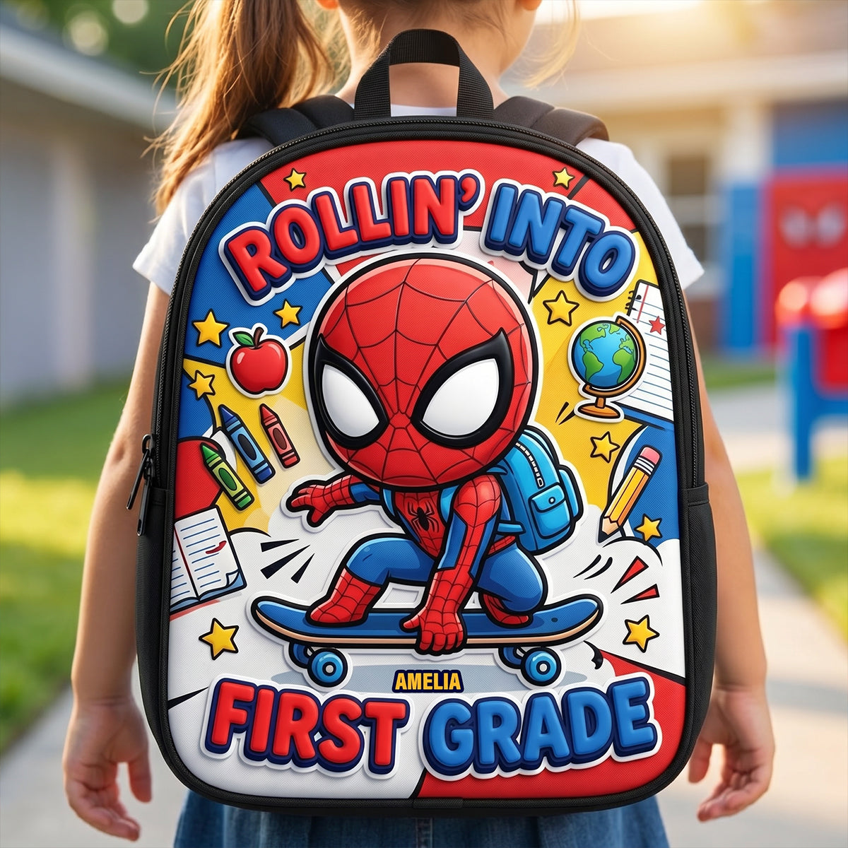 Rollin' Into 2nd Grade - Little Skater Hero Backpack - Personalized Gifts for Kids
