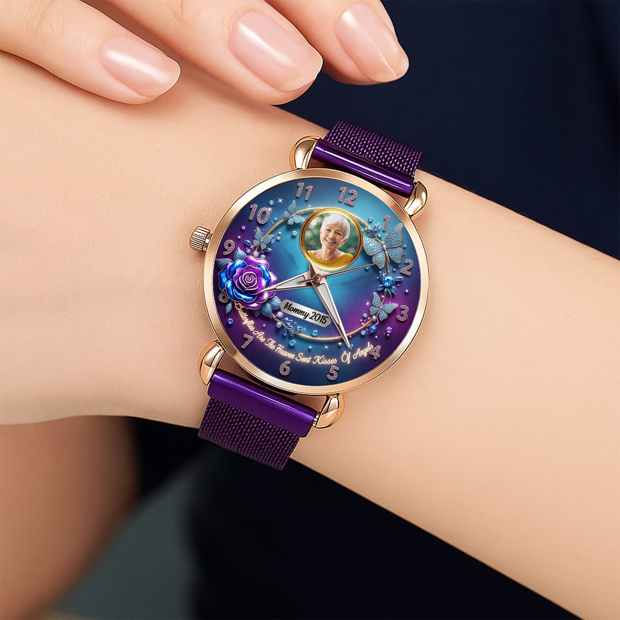 Forever in Our Hearts - Custom Photo Heaven Angel Mesh Strap Quartz Watch - Unique Gift for Loved Ones Quartz Watch PopCulturePrints
