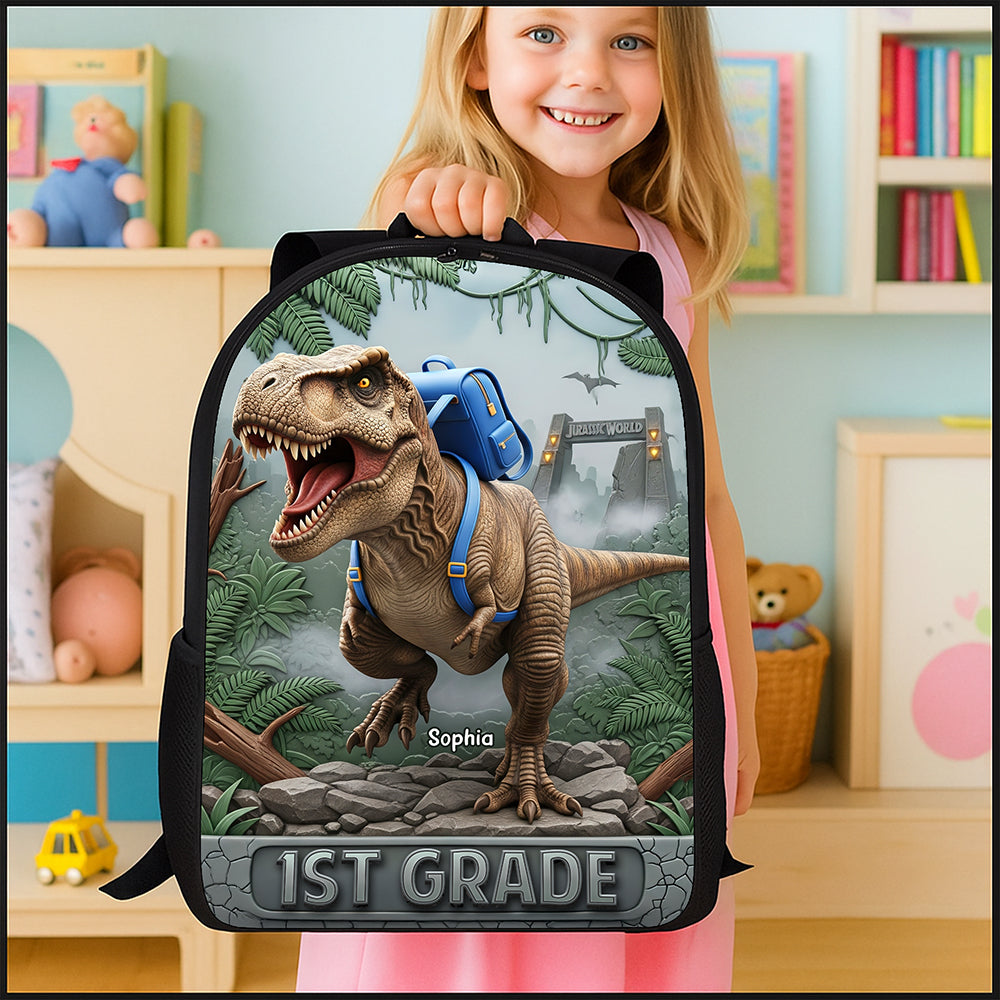 “Unleash Their Adventurous Spirit!” - Dinosaur School Bag, Personalized Gift for Kids Backpack PopCulturePrints