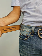 Load image into Gallery viewer, Personalized Hero Dad Leather Belt with Secret Message Belts PopCulturePrints

