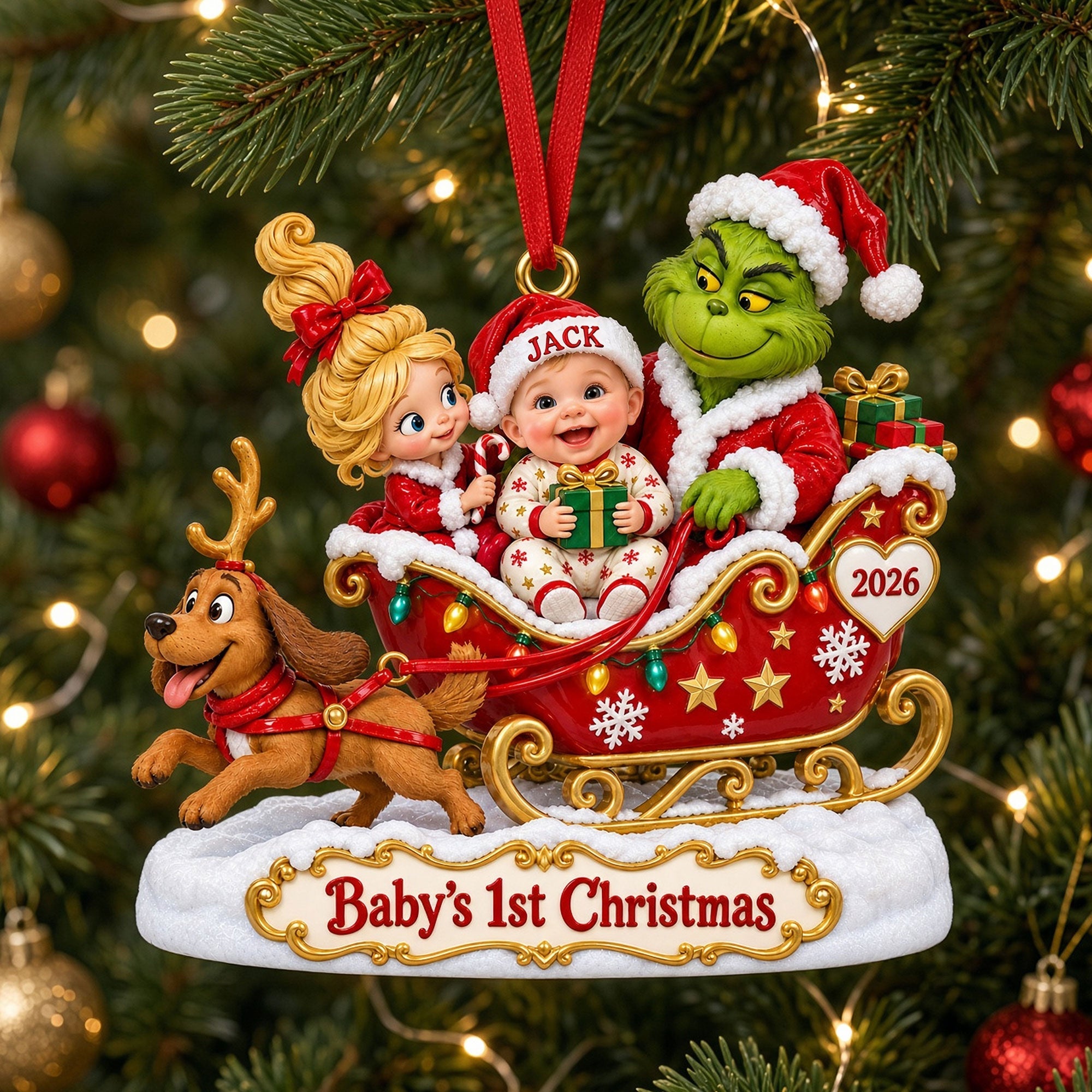Celebrate Baby's First Christmas - Personalized Ornament Ornament PopCulturePrints
