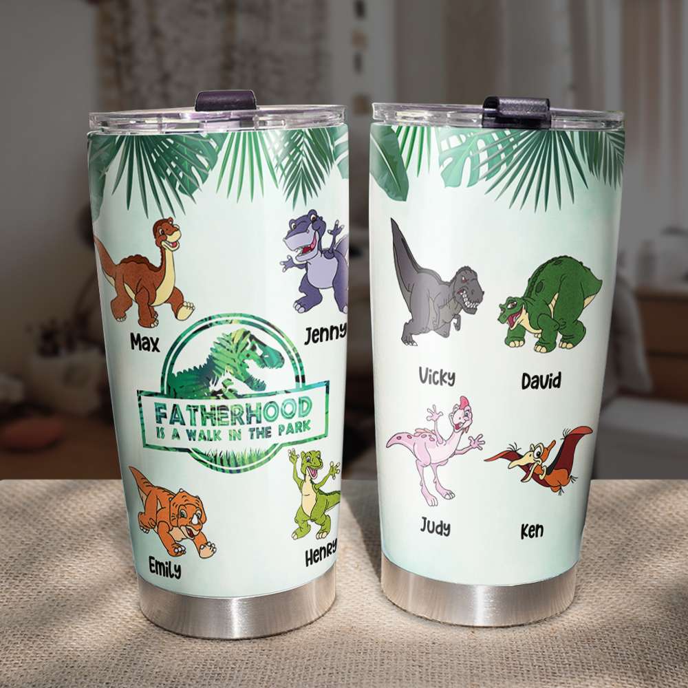 Custom Dinosaur Family Tumbler - Fatherhood Edition