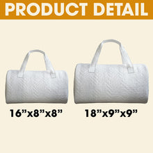 Load image into Gallery viewer, "Happiest Mom On Earth" - Personalized Quilted Duffle Bag - Perfect Gift for Moms and Grandmas Quilted Duffle Bag PopCulturePrints
