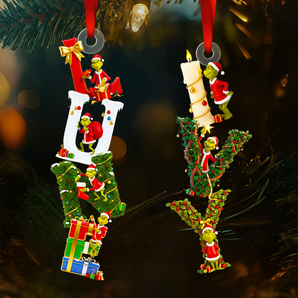 “Celebrate the Season with Personalized Cheer” - Green Alphabet Letter Ornament, Custom Christmas Gift for Everyone Ornament PopCulturePrints