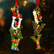 Load image into Gallery viewer, “Celebrate the Season with Personalized Cheer” - Green Alphabet Letter Ornament, Custom Christmas Gift for Everyone Ornament PopCulturePrints
