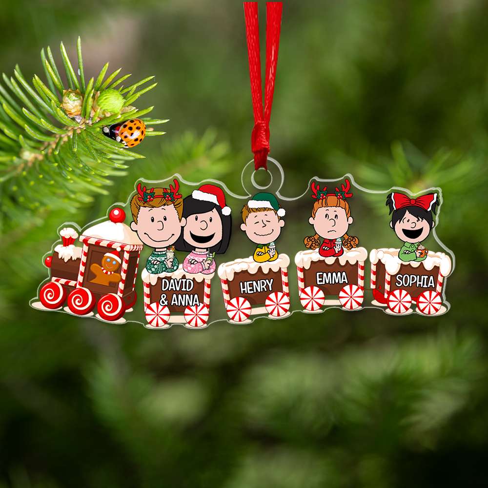 Personalized Family Train Christmas Ornament - Custom Acrylic Name Ornament