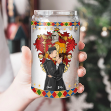 Load image into Gallery viewer, Personalized Wizard Couple Kissing Glass Can | Custom Magic Love Gift
