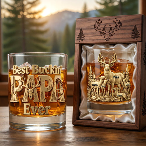“Best Buckin’ Papa Ever” - Personalized Drinking Glass for Dads, Grandpas, and Fathers Glass PopCulturePrints