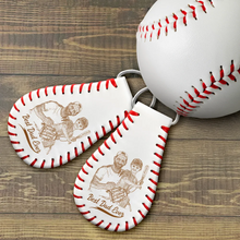 Load image into Gallery viewer, &quot;Best Dad Ever&quot; - Custom Personalized Leather Baseball Keychain for Dads and Grandpas Leather Baseball Keychain PopCulturePrints
