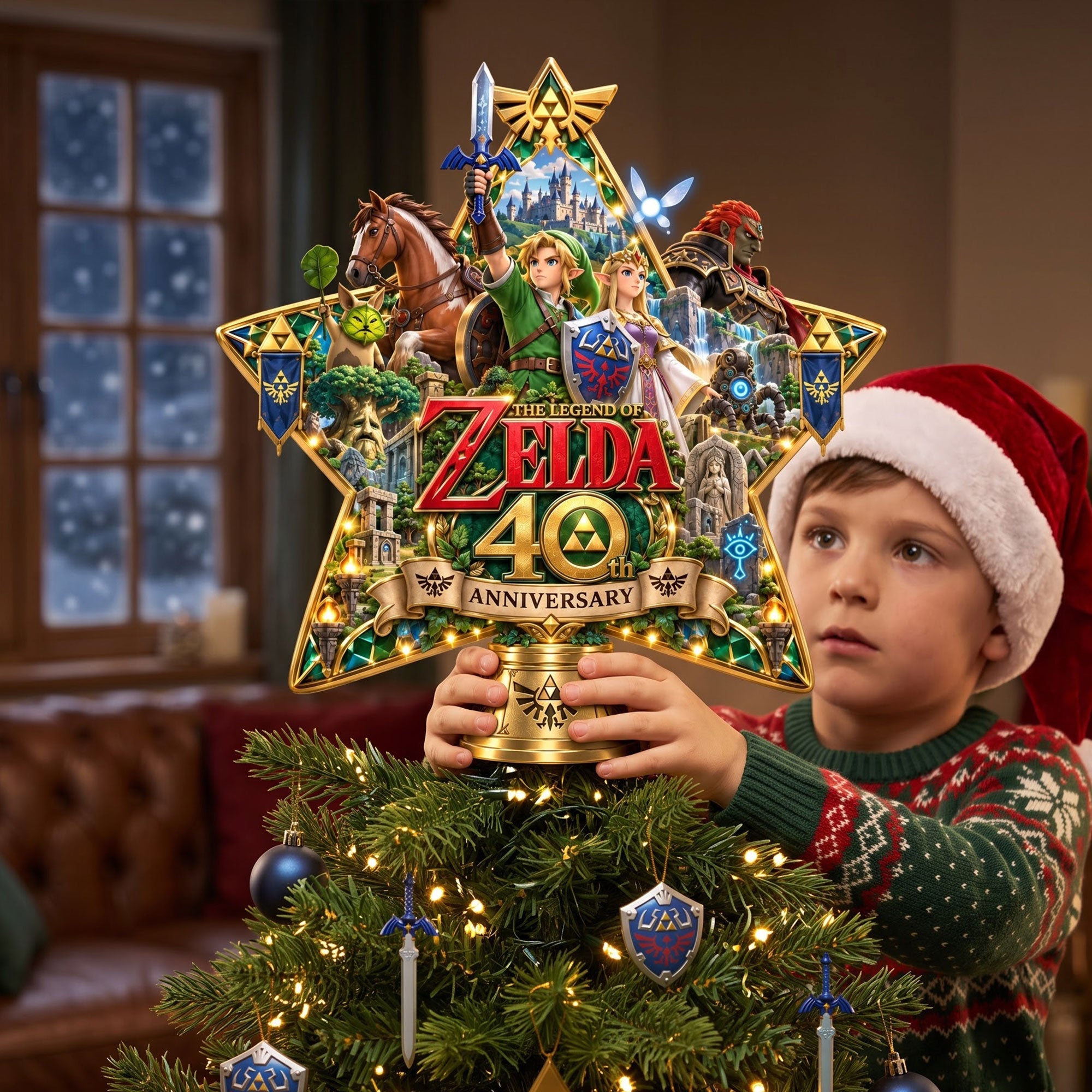 Celebrate 40 Years of Legend: Personalized Christmas Tree Topper - A Unique Gift for Game Lovers