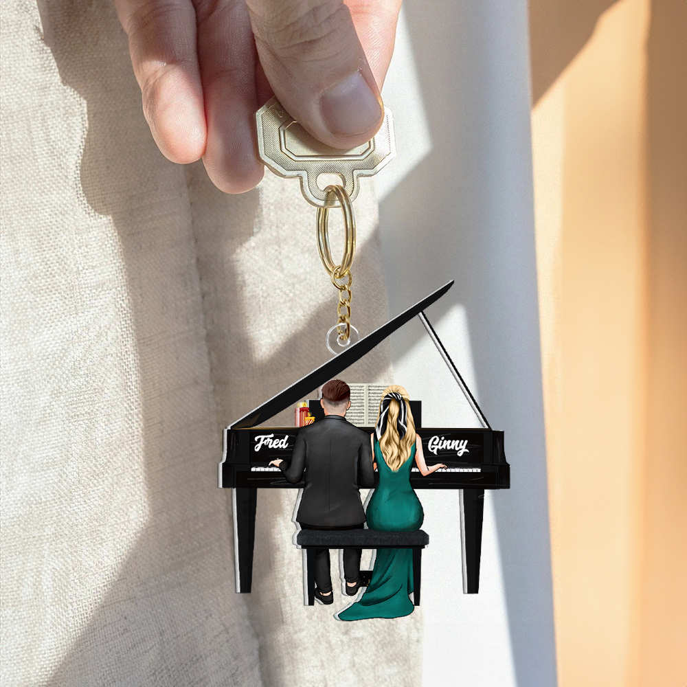 Personalized Pianist Couple Keychain - Custom Gift for Music Lovers Keychains PopCulturePrints