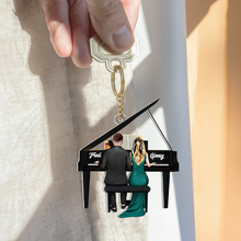 Load image into Gallery viewer, Personalized Pianist Couple Keychain - Custom Gift for Music Lovers Keychains PopCulturePrints
