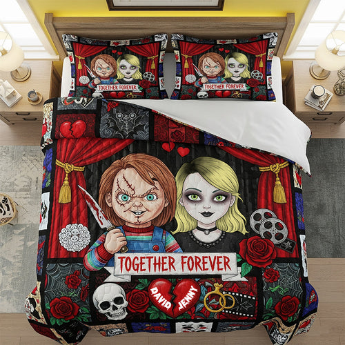 Together Forever Horror Quilt Bedding Set - Personalized Gift for Couples Bedding Set PopCulturePrints