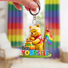 Load image into Gallery viewer, “Bee Yourself” - Personalized Keychain for the LGBT Community Keychains PopCulturePrints
