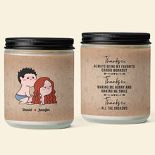 Load image into Gallery viewer, Personalized Scented Candle for Couples - Fun Workout Theme Scented Candle PopCulturePrints
