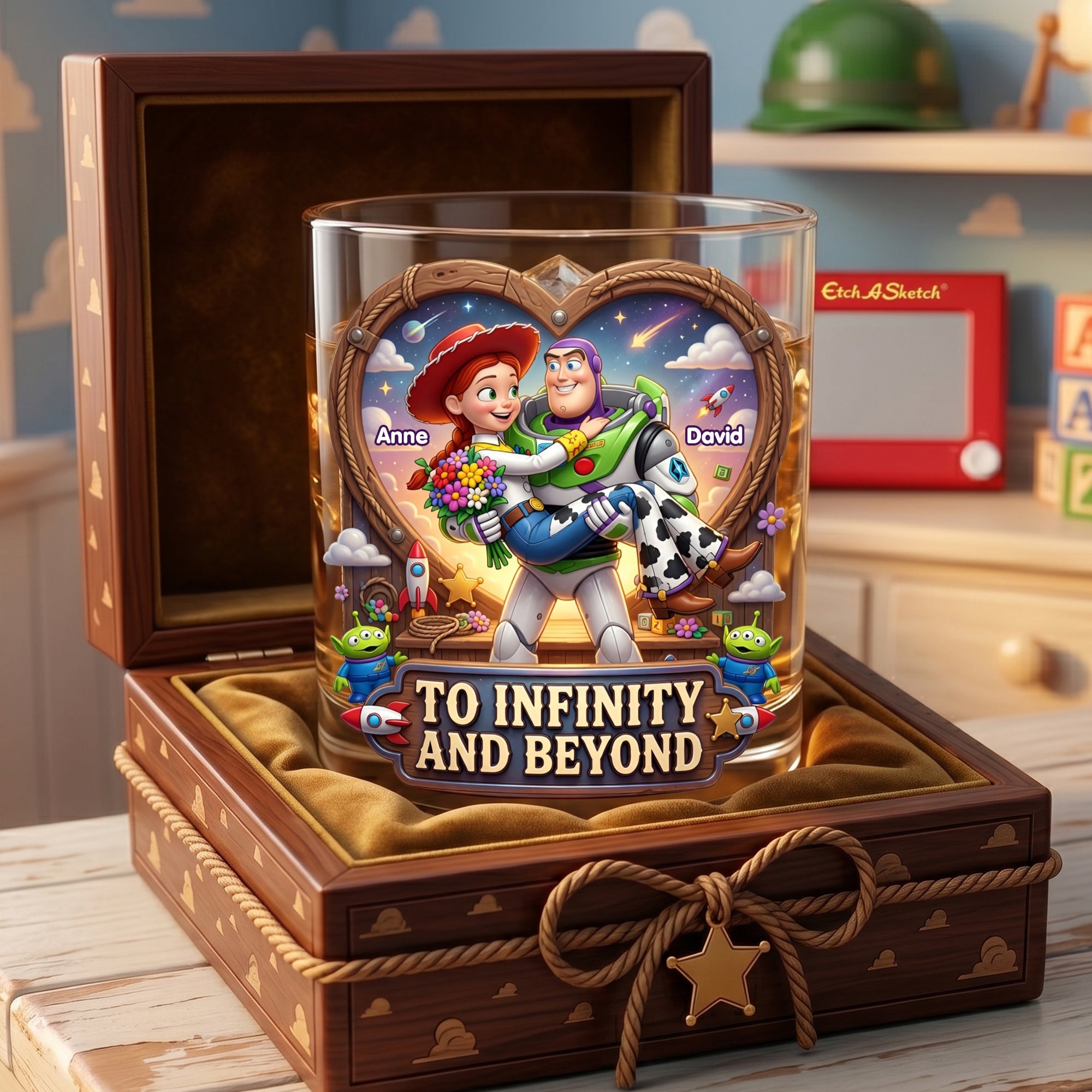 To Infinity and Beyond - Personalized Drinking Glass for Couples Glass PopCulturePrints
