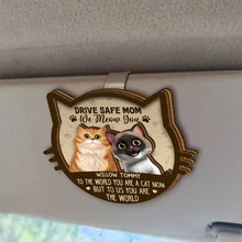 Load image into Gallery viewer, Drive Safe Mom, We Meow You! - Personalized Custom 3D Cat Car Visor Clip, Perfect Gift for Cat Moms Car Visor Clip PopCulturePrints

