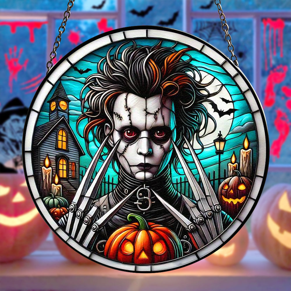 Custom Horror Movie Fan Stained Glass Ornament | Personalized Halloween Decoration