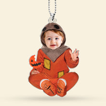 Load image into Gallery viewer, Personalized Halloween Baby Costume Photo Ornament - Custom Acrylic Decoration
