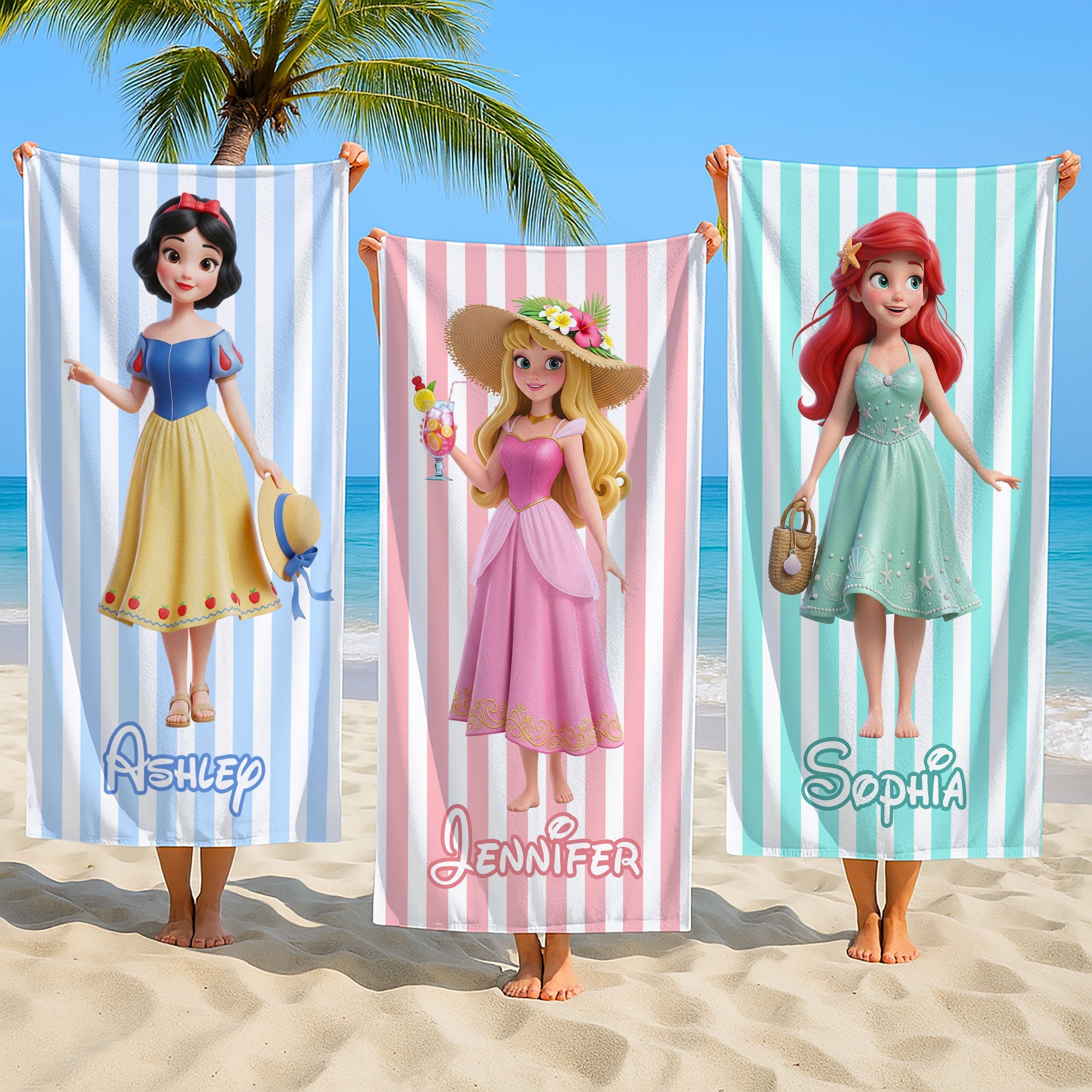 Summer Vibe Princess Beach Towel - Customizable Gifts for Her Beach Towel PopCulturePrints