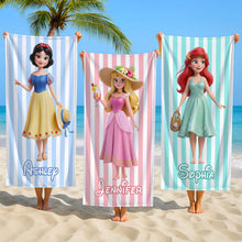 Load image into Gallery viewer, Summer Vibe Princess Beach Towel - Customizable Gifts for Her Beach Towel PopCulturePrints
