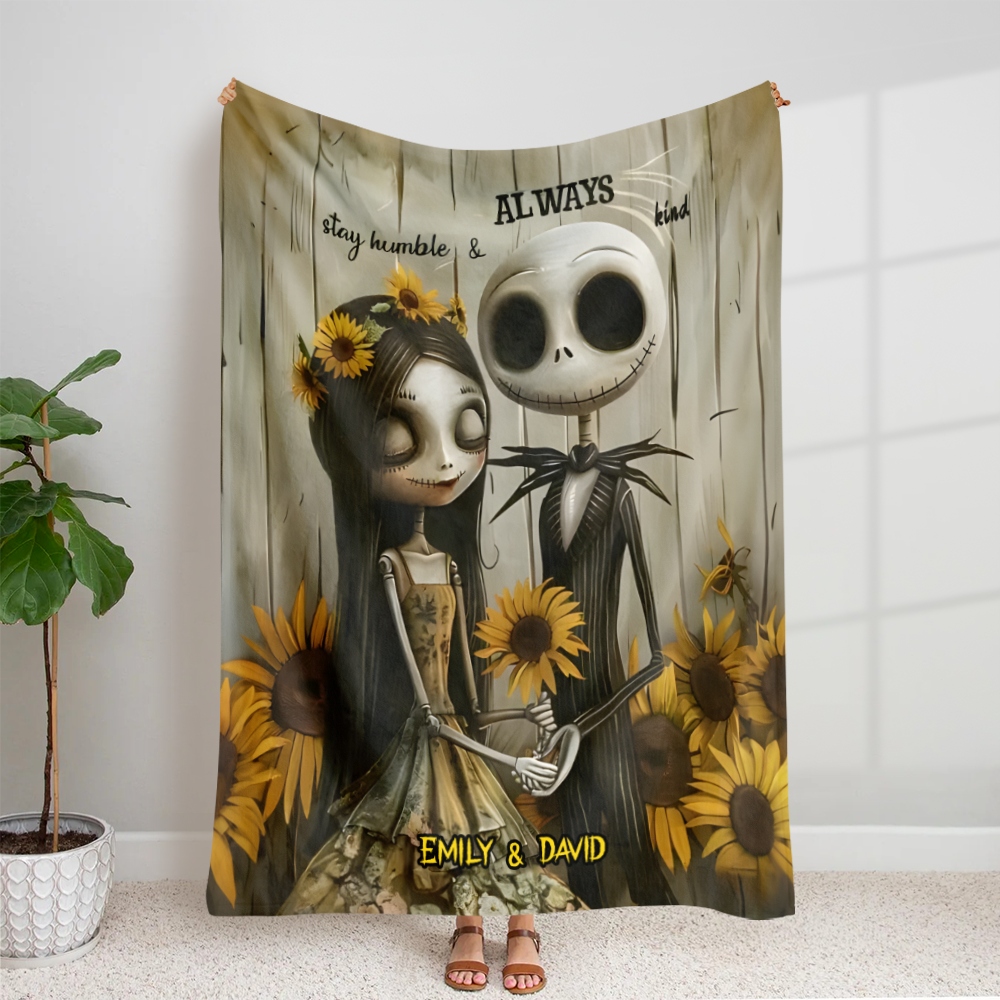 Customized Halloween Couple's Blanket - Stay Humble & Always Kind Design