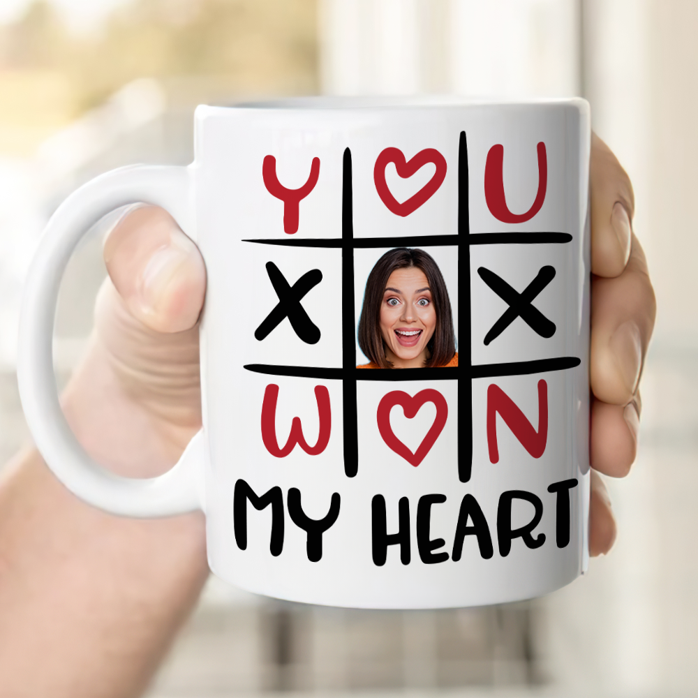 Personalized Tic Tac Toe Mug for Couples - You Won My Heart Coffee Mug PopCulturePrints