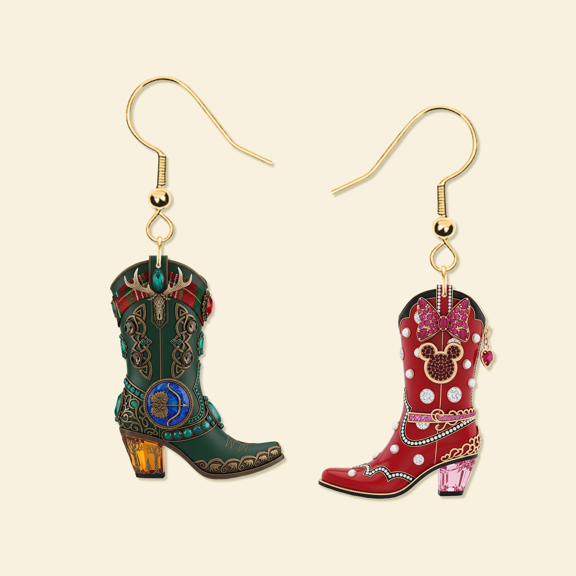“Step Into Your Fairytale” - Fairytale Cowboy Boot Earrings - Personalized Gifts For Her Earrings PopCulturePrints