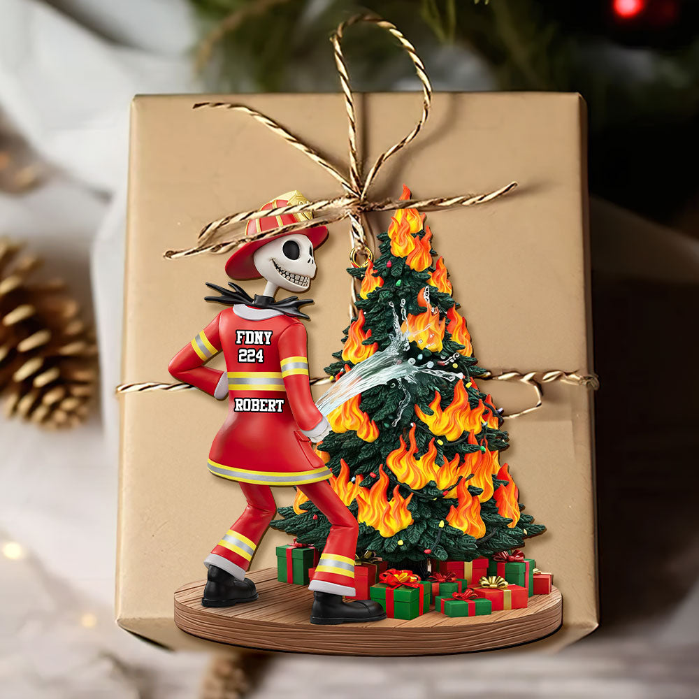 “Spook-tacular Moments Await!” - Funny Spooky Firefighter Ornament - Personalized Gift for Firefighters Ornament PopCulturePrints