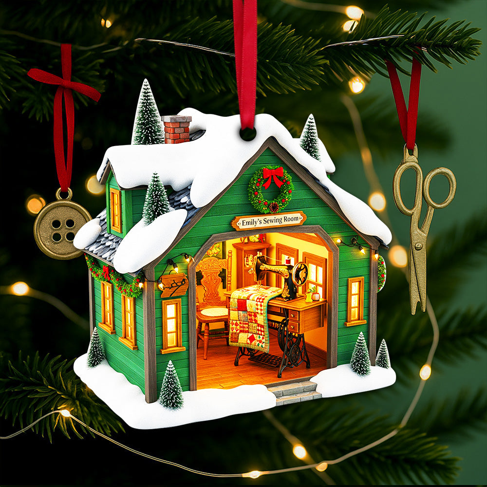 Sewing Room Christmas Ornament - A Heartwarming Personalized Gift for Sewing Lovers Ornament PopCulturePrints