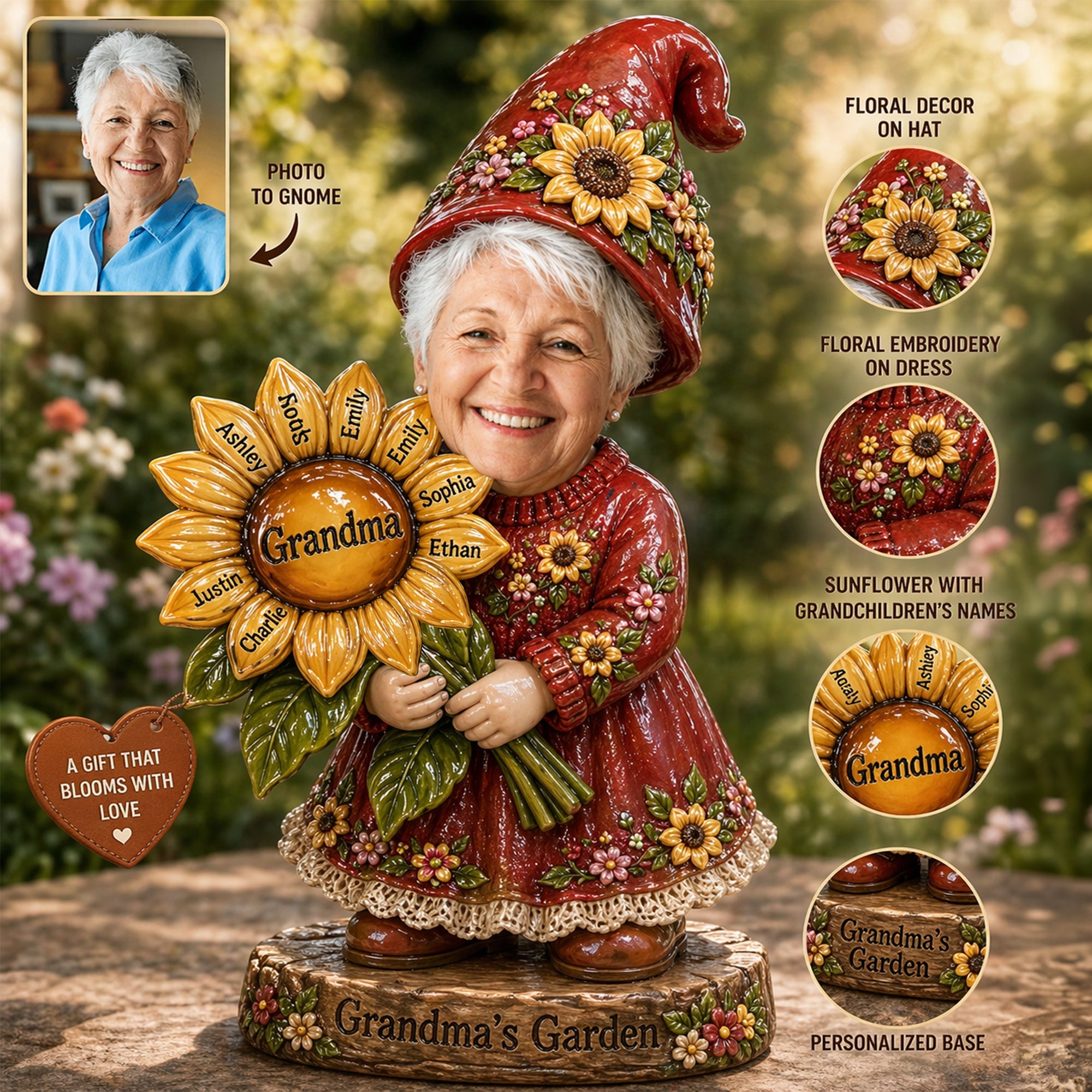 Cherished Memories: Customizable Gnome Grandma Acrylic Plaque - Perfect Gift for Grandmas Shaped Plaques PopCulturePrints