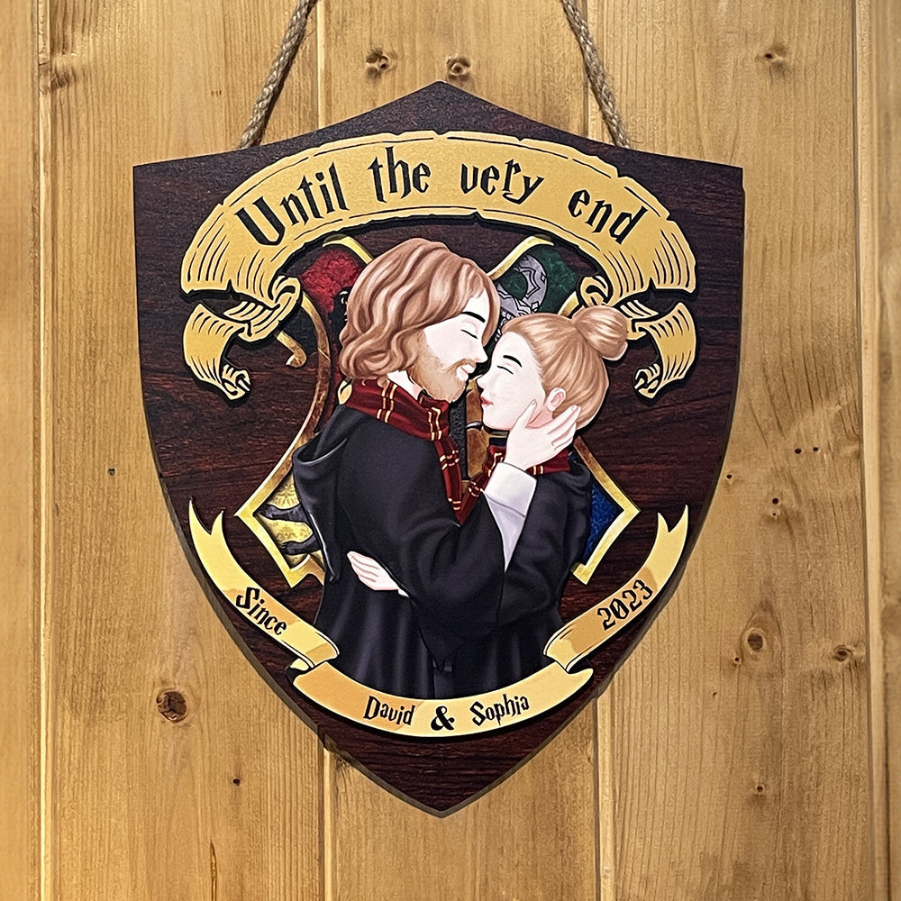 Harry Potter Themed Customized Wooden Shield - 'Until the Very End' Couples Design