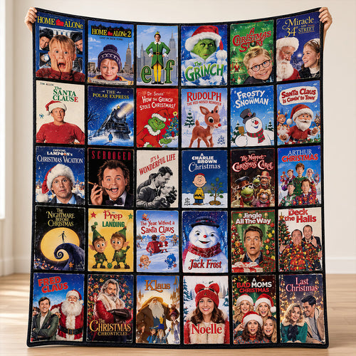 Classic Christmas Movie Memories Blanket - Personalized Gifts to Cherish the Holiday Spirit Blanket PopCulturePrints