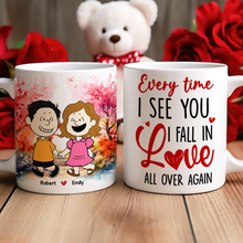 Load image into Gallery viewer, Personalized Love Coffee Mug for Couples - Every Time I See You I Fall in Love Coffee Mug PopCulturePrints
