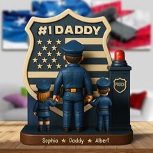 Load image into Gallery viewer, &quot;Celebrating Everyday Heroes: Personalized Police Dad Plaque - Custom Gift for Dad, Grandpa, and Any Father Figure&quot; Shaped Plaques PopCulturePrints
